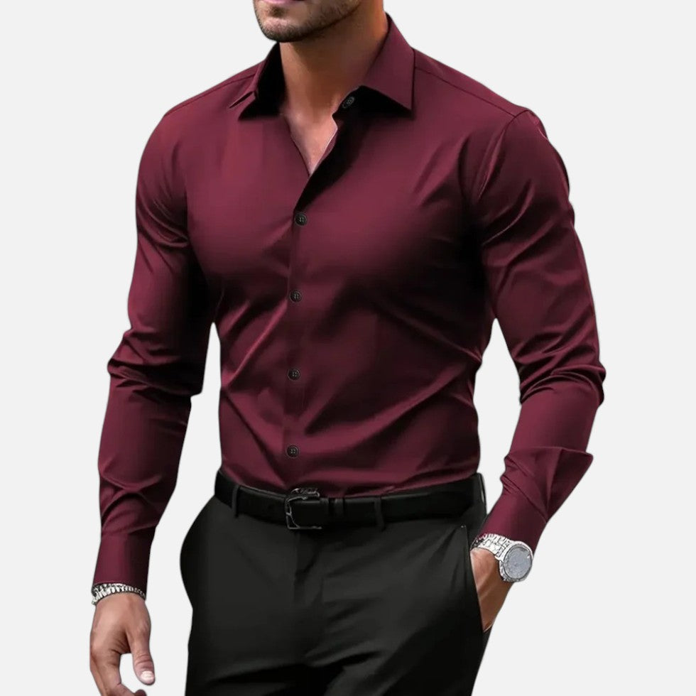 Lyrien - Herren Slim Fit Anti-Falten Hemd