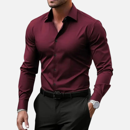Lyrien - Herren Slim Fit Anti-Falten Hemd
