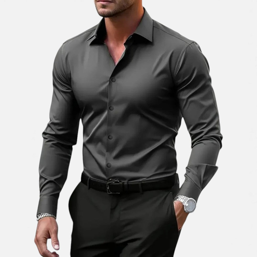 Lyrien - Herren Slim Fit Anti-Falten Hemd