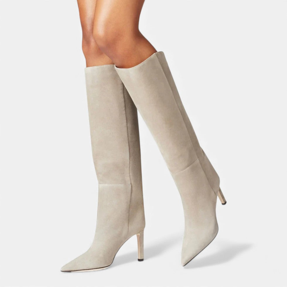 Aurivane - Elegante Hohe Lederstiefel mit Absätzen