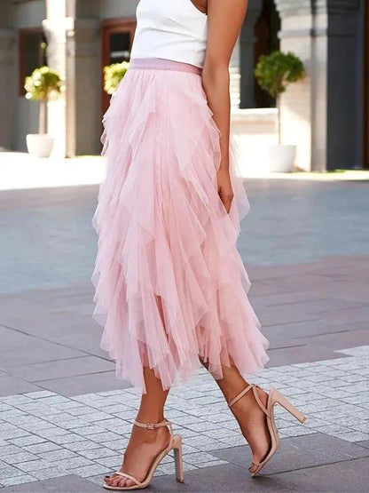 Eleganter Tüll Midirock mit Volants – Luftiger Layering Rock für Damen