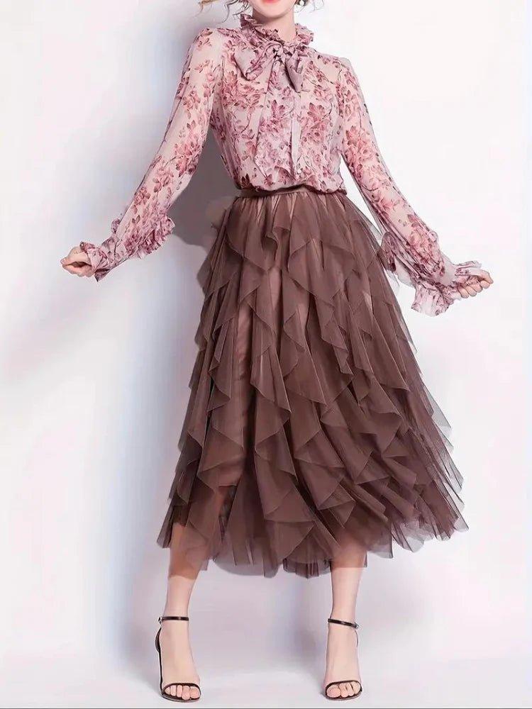 Eleganter Tüll Midirock mit Volants – Luftiger Layering Rock für Damen