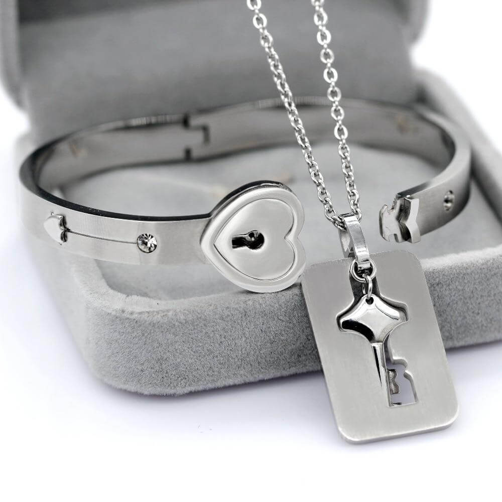 Amoréa - DU BIST DER SCHLÜSSEL MEINES HERZES – Armband + Halskette Set