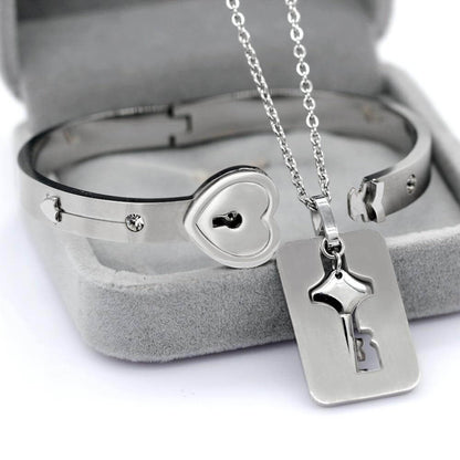 Amoréa - DU BIST DER SCHLÜSSEL MEINES HERZES – Armband + Halskette Set