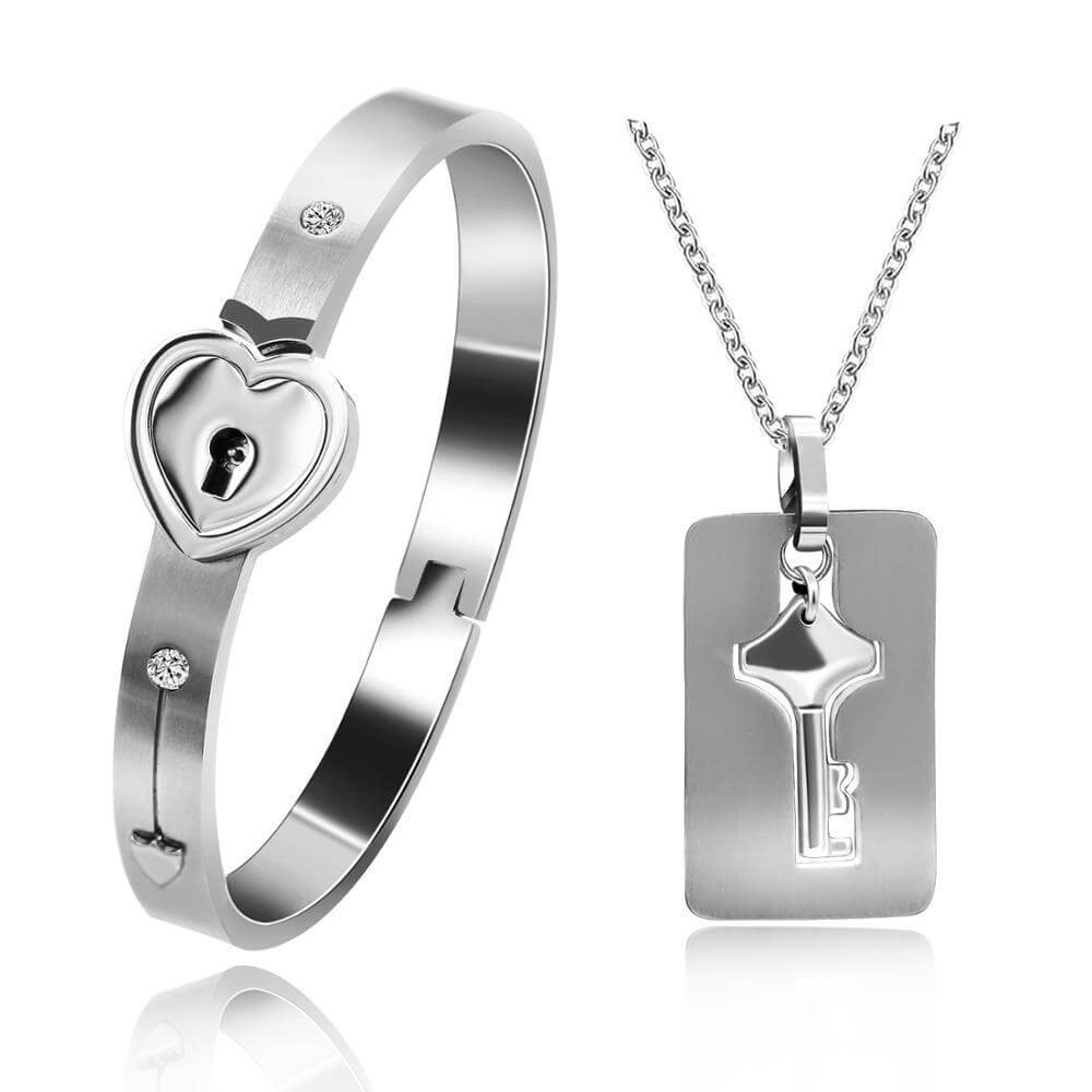 Amoréa - DU BIST DER SCHLÜSSEL MEINES HERZES – Armband + Halskette Set