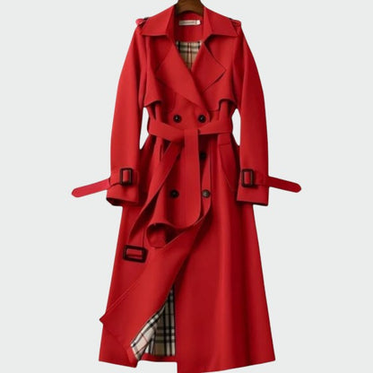 Syléa - Zeitloser, Unverzichtbarer Trenchcoat mit Doppelknopfverschluss und Bedrucktem Futter