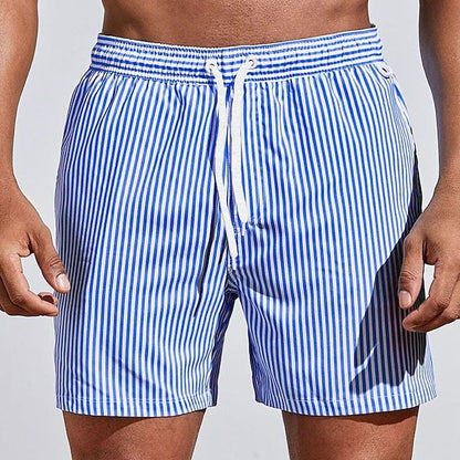 Herren Badehose mit Streifen – Schnelltrocknende Swim Shorts mit Kordelzug & Sommer-Style