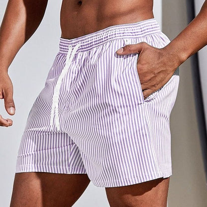Herren Badehose mit Streifen – Schnelltrocknende Swim Shorts mit Kordelzug & Sommer-Style