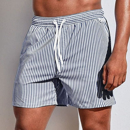 Herren Badehose mit Streifen – Schnelltrocknende Swim Shorts mit Kordelzug & Sommer-Style