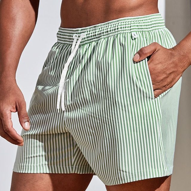 Herren Badehose mit Streifen – Schnelltrocknende Swim Shorts mit Kordelzug & Sommer-Style