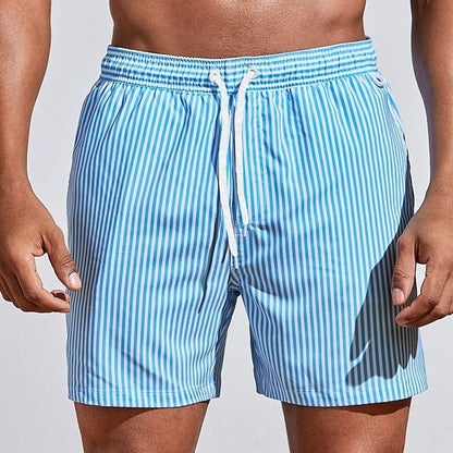 Herren Badehose mit Streifen – Schnelltrocknende Swim Shorts mit Kordelzug & Sommer-Style