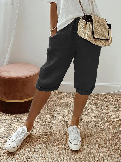 Élariona - Kurze Damenhose Rosa aus Baumwoll-Leinen – Fließend, Leicht & Trendy im Sommer
