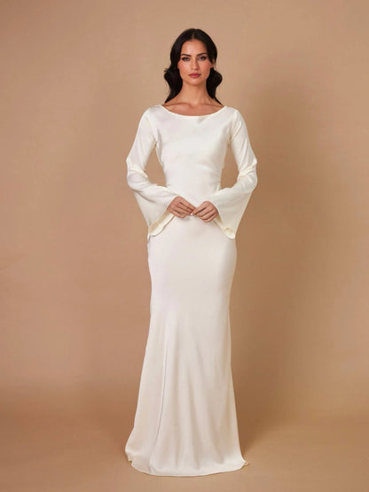 Elegantes Maxikleid mit ausgestellten Ärmeln – Figurbetontes Abendkleid für Damen