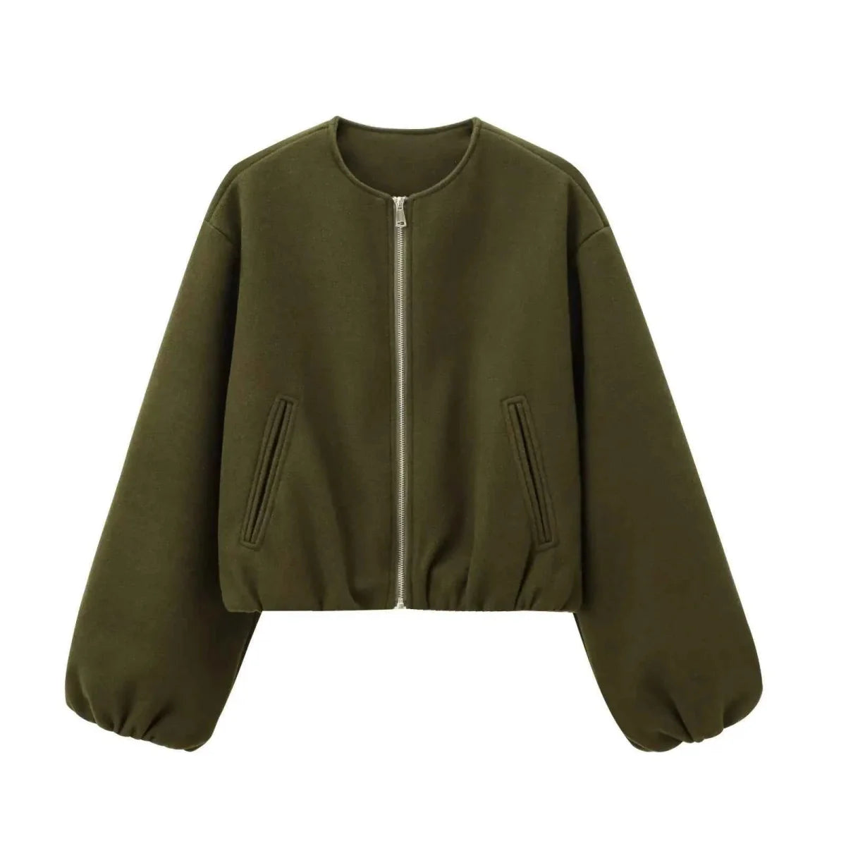 Kurze Oversize Bomberjacke mit Ballonärmeln – Moderne Damen Übergangsjacke