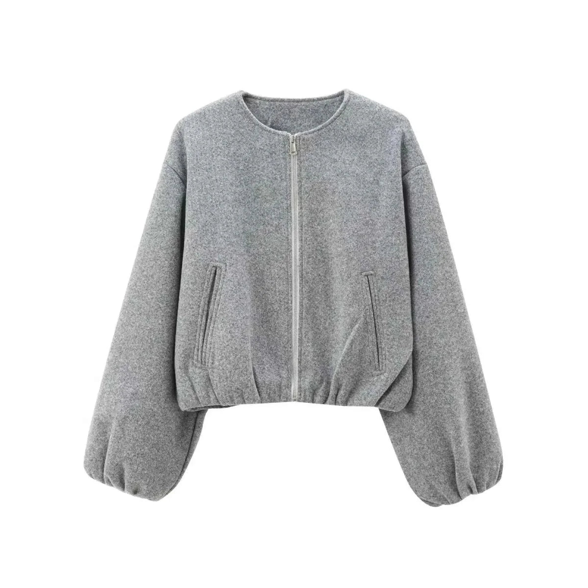 Kurze Oversize Bomberjacke mit Ballonärmeln – Moderne Damen Übergangsjacke