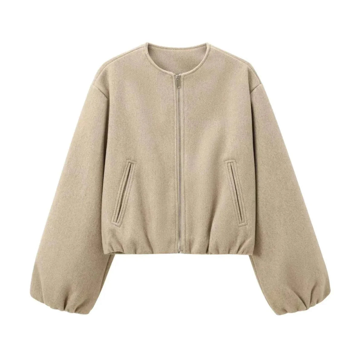 Kurze Oversize Bomberjacke mit Ballonärmeln – Moderne Damen Übergangsjacke