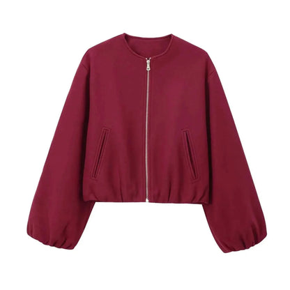 Kurze Oversize Bomberjacke mit Ballonärmeln – Moderne Damen Übergangsjacke