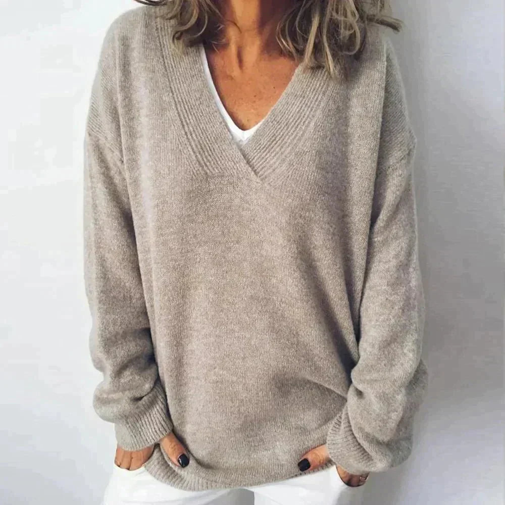 Camille - Eleganter Cashmere V-Ausschnitt Pullover