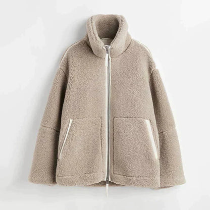 Liorisse - Elegante Teddyjacke für den Frühling mit Reißverschluss und Taschen für Frauen