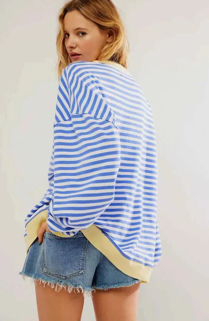 Lässiger Oversize Streifenpullover für Damen – Bequemer Casual Sweatshirt Look