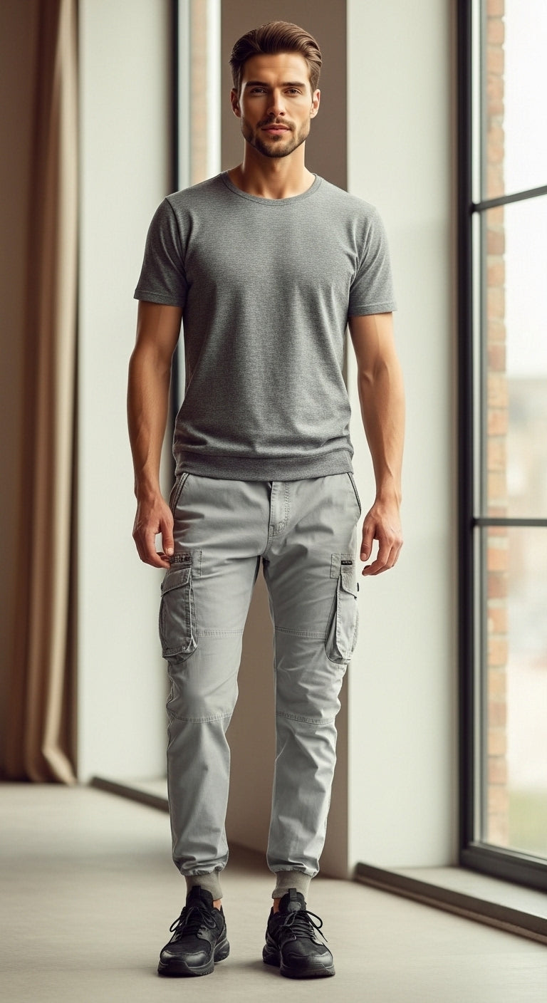Marcel - Jogger Cargo Hose für Herren, Schwarz, Lässiger Schnitt