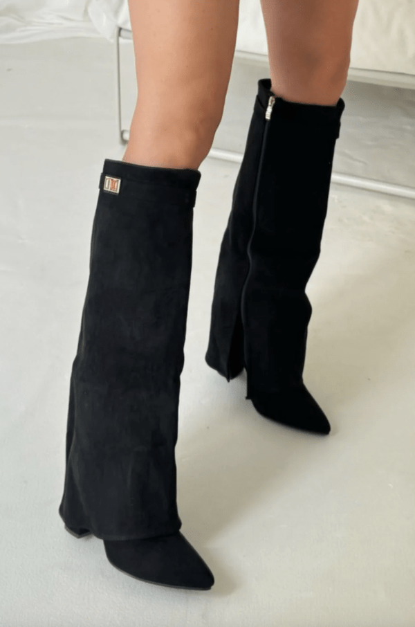 Azélore - Stiefel Portemonnaie für Damen aus veganem Wildleder, Kniehöhe