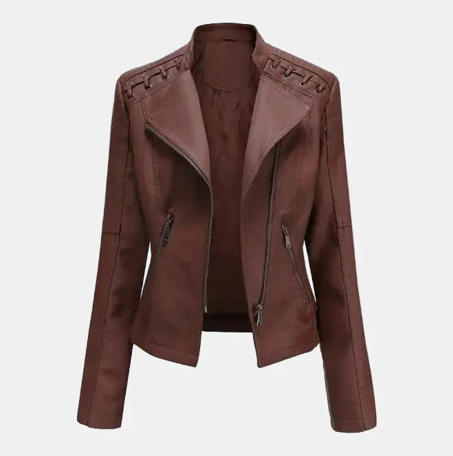 Évianne - Taillierte Frühlingsjacke aus veganem Leder für Frauen