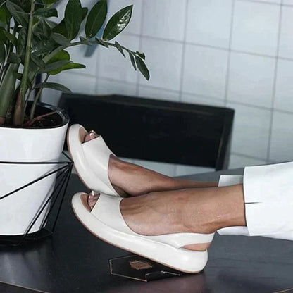 Bequeme Slingback Sandalen für Damen – Weiche Sommer Schuhe mit Keilsohle & Peep-Toe