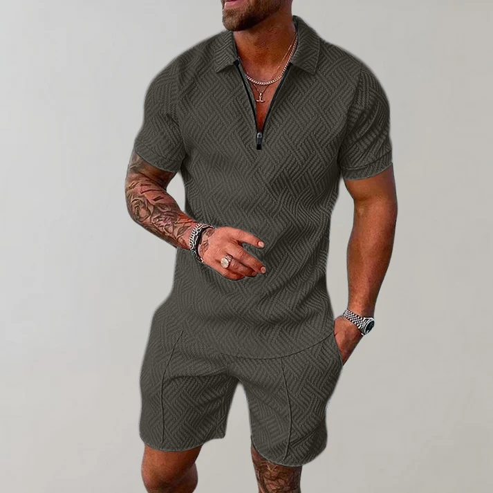 Lucien - Lässiges Herrenensemble mit Reißverschluss und Shorts