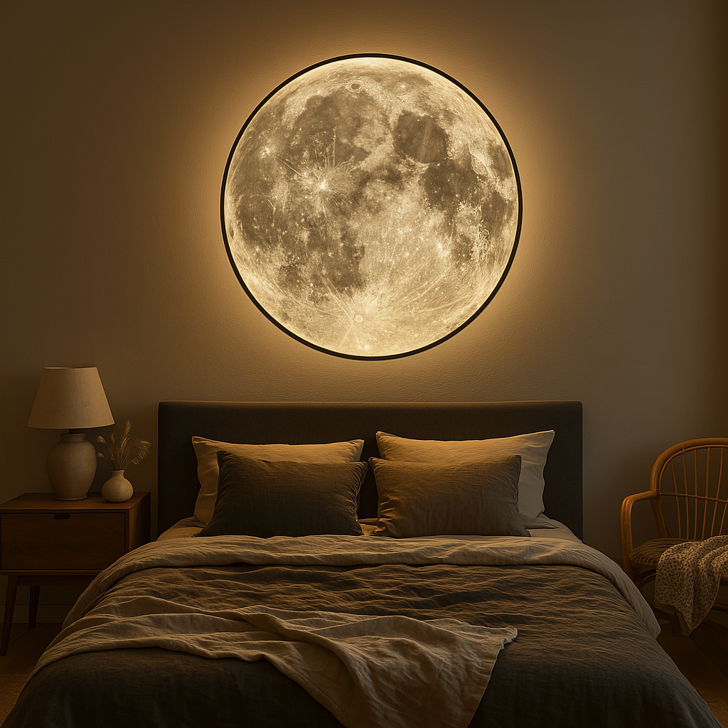 LumiLuna - Wandlampe Lunara Moon mit realistischer Krateroberfläche und sanftem LED-Licht