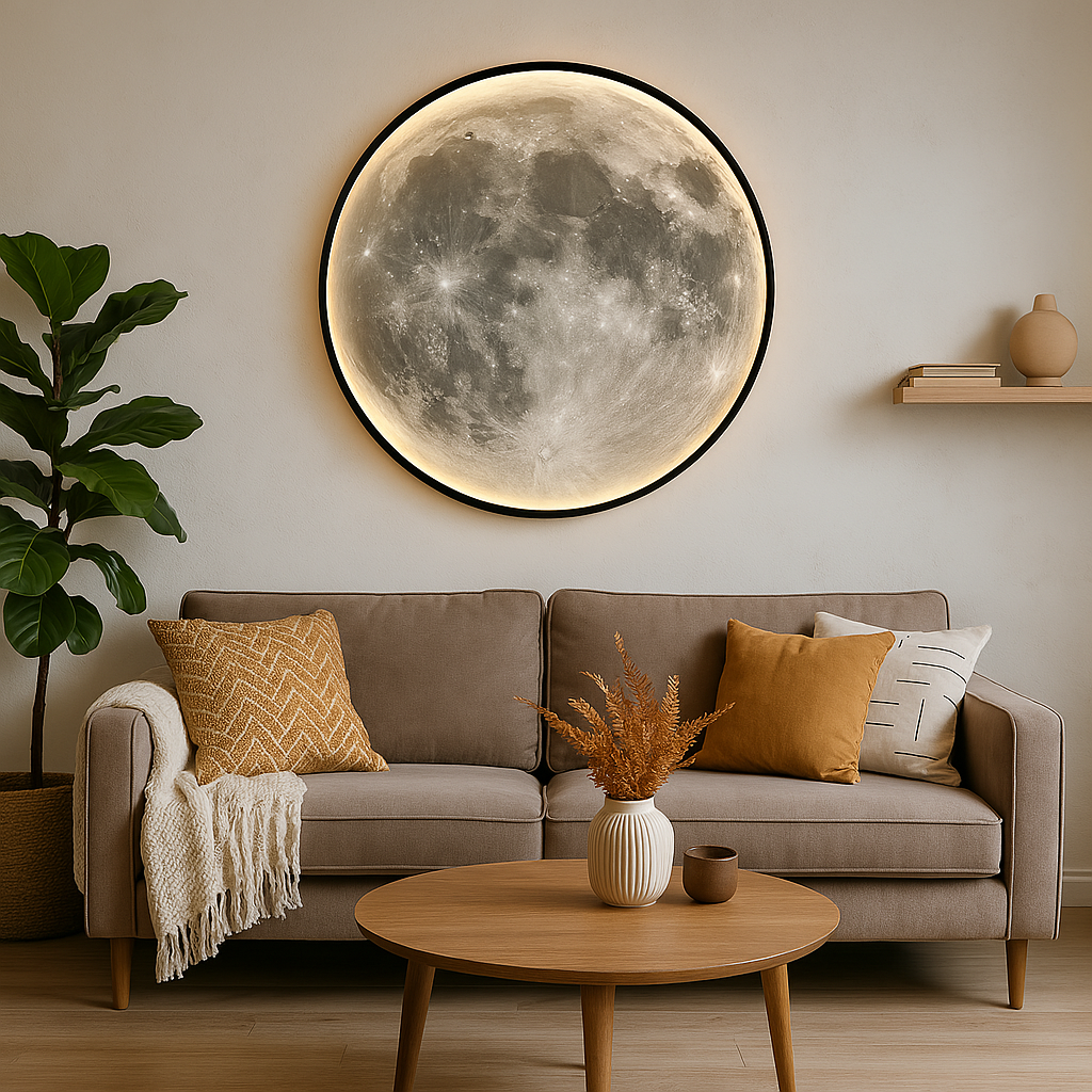 LumiLuna - Wandlampe Lunara Moon mit realistischer Krateroberfläche und sanftem LED-Licht