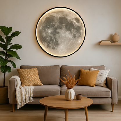 LumiLuna - Wandlampe Lunara Moon mit realistischer Krateroberfläche und sanftem LED-Licht
