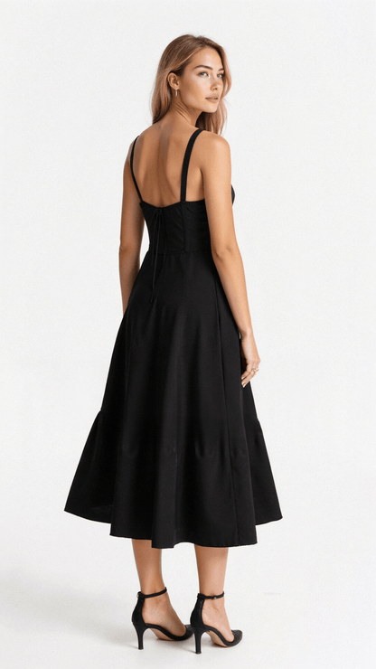 Élysiane - Midi Sommerkleid für Frauen, Ärmellos, mit Kordelzug