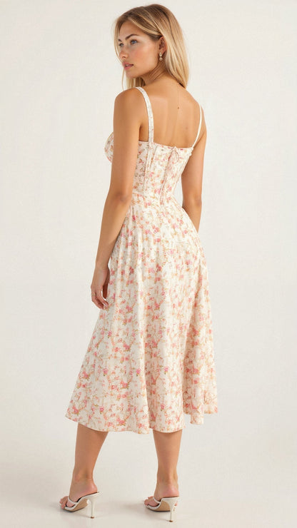 Élysiane - Midi Sommerkleid für Frauen, Ärmellos, mit Kordelzug