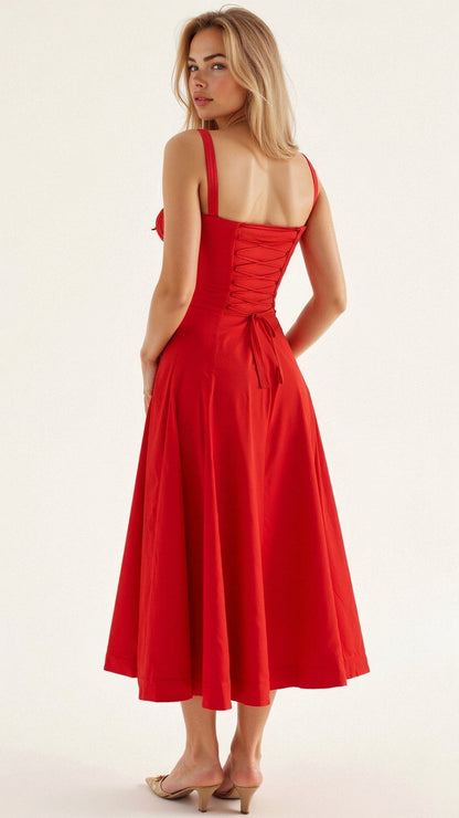 Élysiane - Midi Sommerkleid für Frauen, Ärmellos, mit Kordelzug
