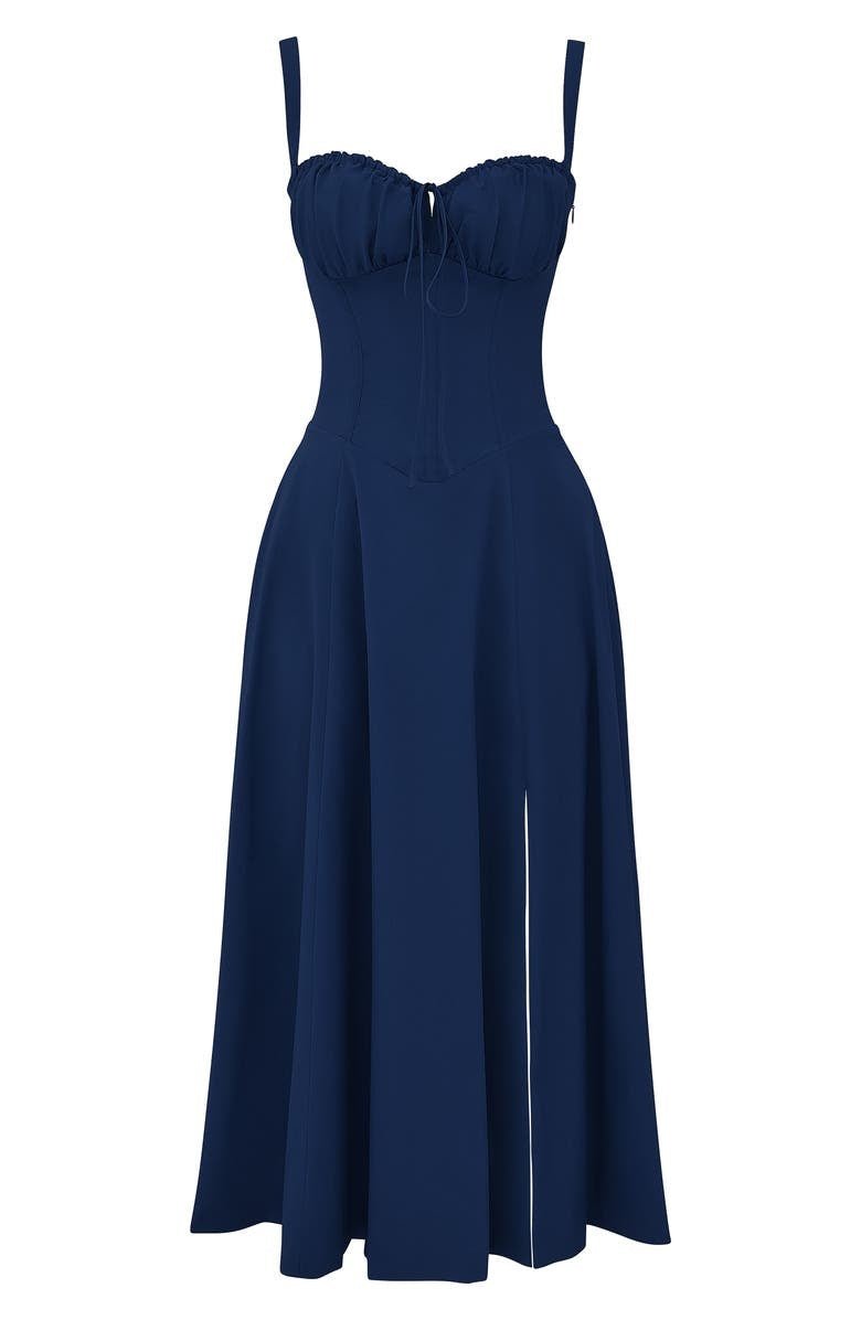 Élysiane - Midi Sommerkleid für Frauen, Ärmellos, mit Kordelzug