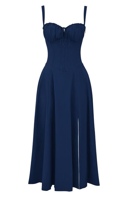 Élysiane - Midi Sommerkleid für Frauen, Ärmellos, mit Kordelzug