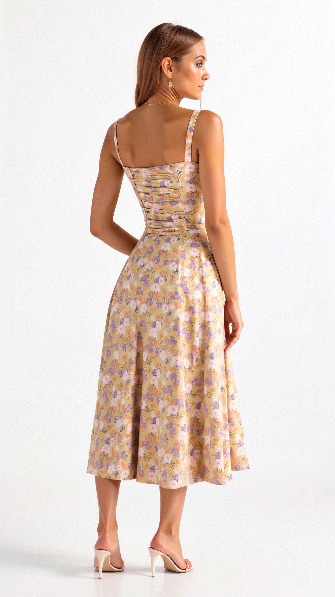 Élysiane - Midi Sommerkleid für Frauen, Ärmellos, mit Kordelzug