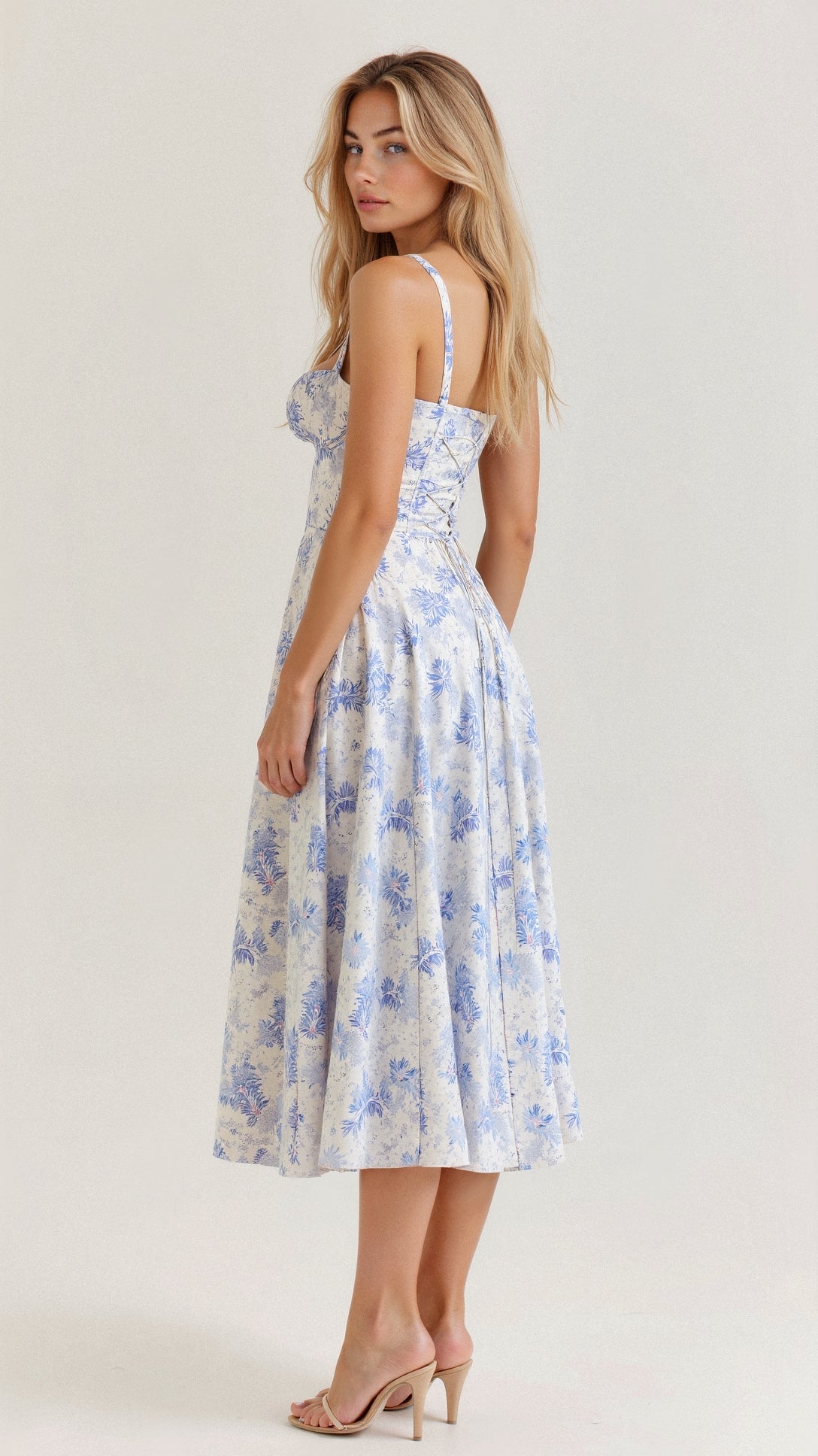 Élysiane - Midi Sommerkleid für Frauen, Ärmellos, mit Kordelzug