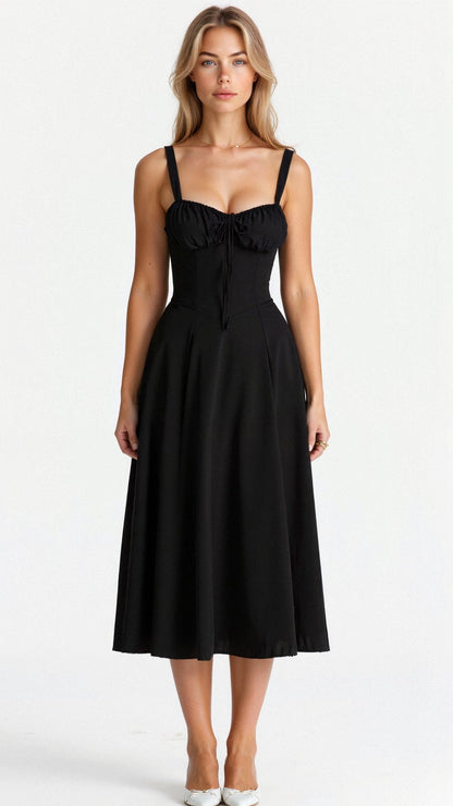 Élysiane - Midi Sommerkleid für Frauen, Ärmellos, mit Kordelzug