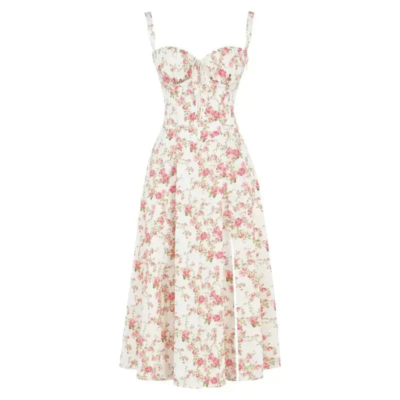 Élysiane - Midi Sommerkleid für Frauen, Ärmellos, mit Kordelzug