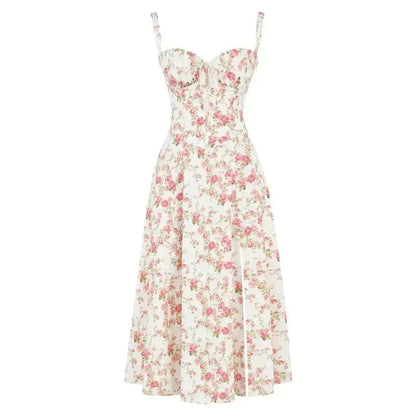 Élysiane - Midi Sommerkleid für Frauen, Ärmellos, mit Kordelzug