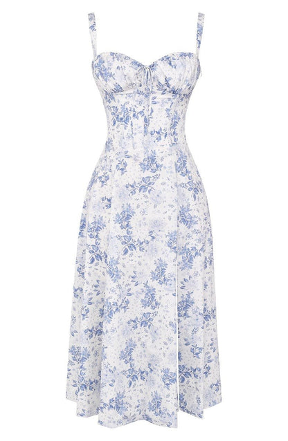 Élysiane - Midi Sommerkleid für Frauen, Ärmellos, mit Kordelzug