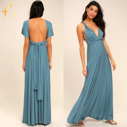 Elegantes Multiway Maxikleid für Frauen mit wandelbarem Design und fließender Silhouette