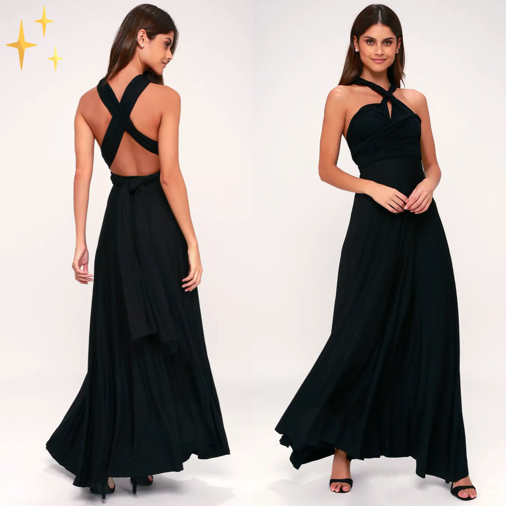 Elegantes Multiway Maxikleid für Frauen mit wandelbarem Design und fließender Silhouette