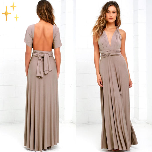 Elegantes Multiway Maxikleid für Frauen mit wandelbarem Design und fließender Silhouette