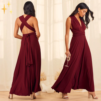 Elegantes Multiway Maxikleid für Frauen mit wandelbarem Design und fließender Silhouette