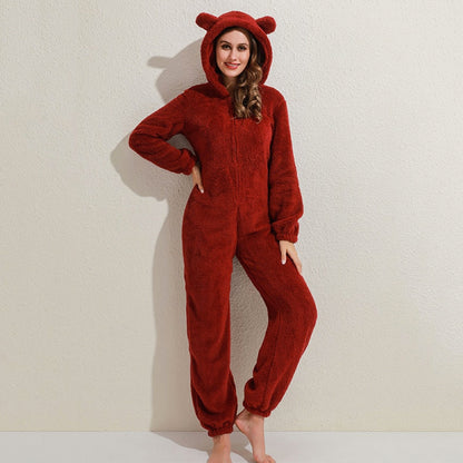 Nia - Superweiche Fleece-Overall mit Bärenohren