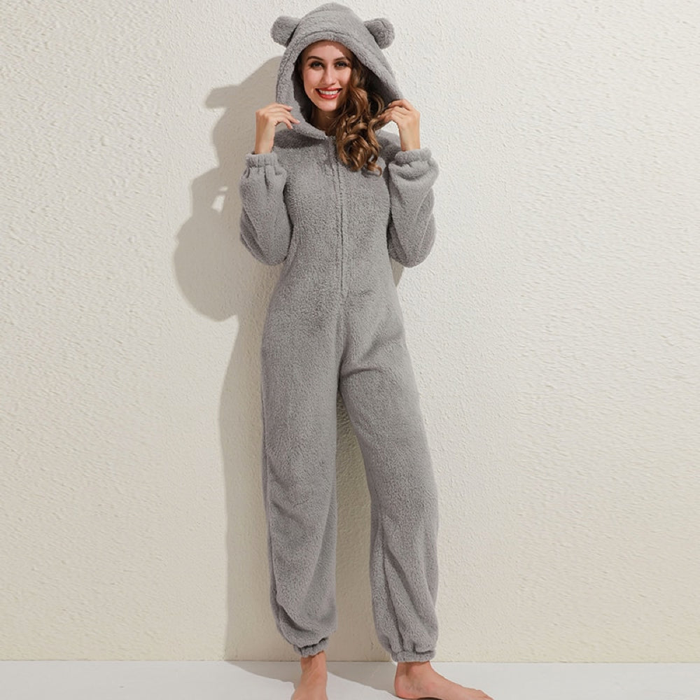 Nia - Superweiche Fleece-Overall mit Bärenohren