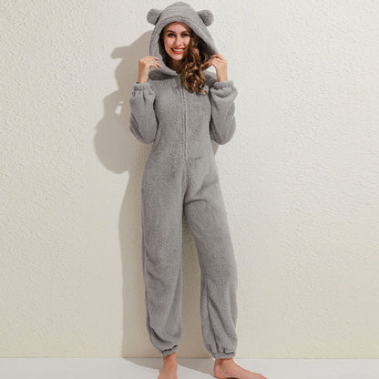 Nia - Superweiche Fleece-Overall mit Bärenohren